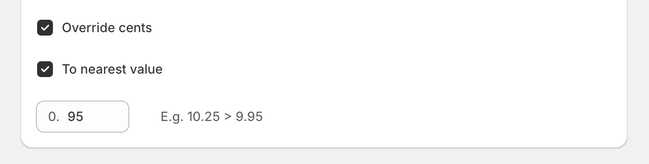 The round cents option with a rounding value selected