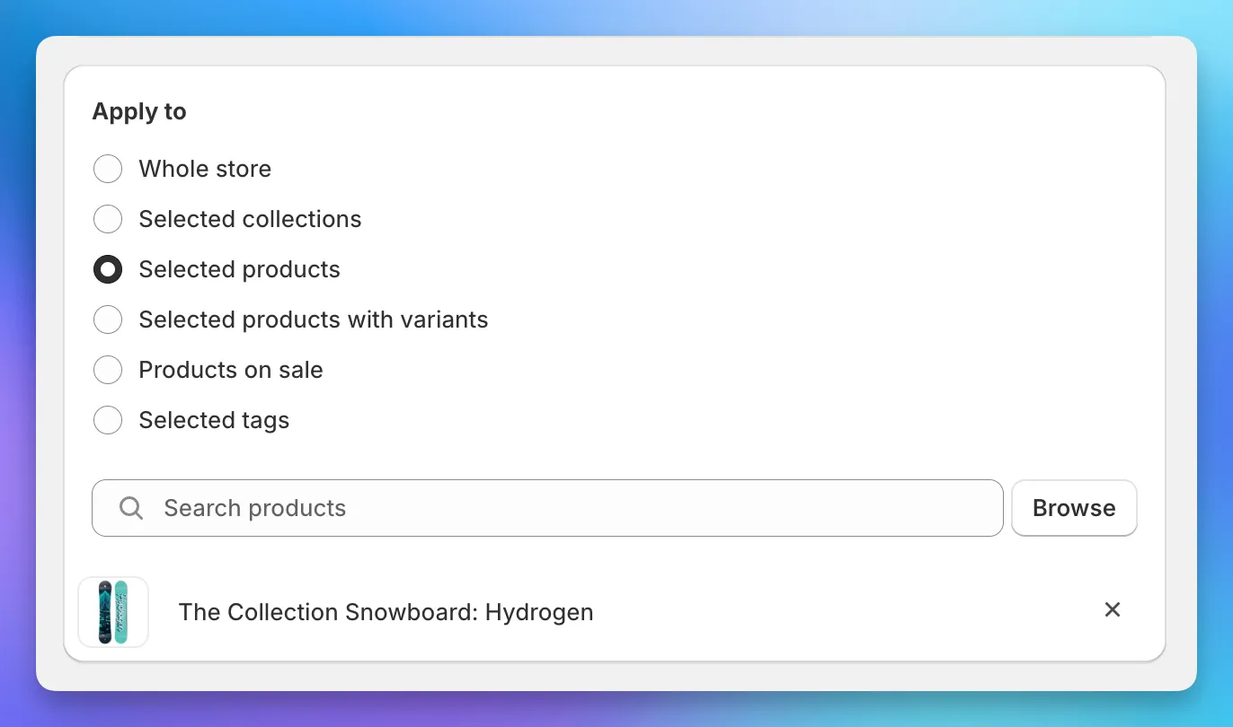 Apply to selection options