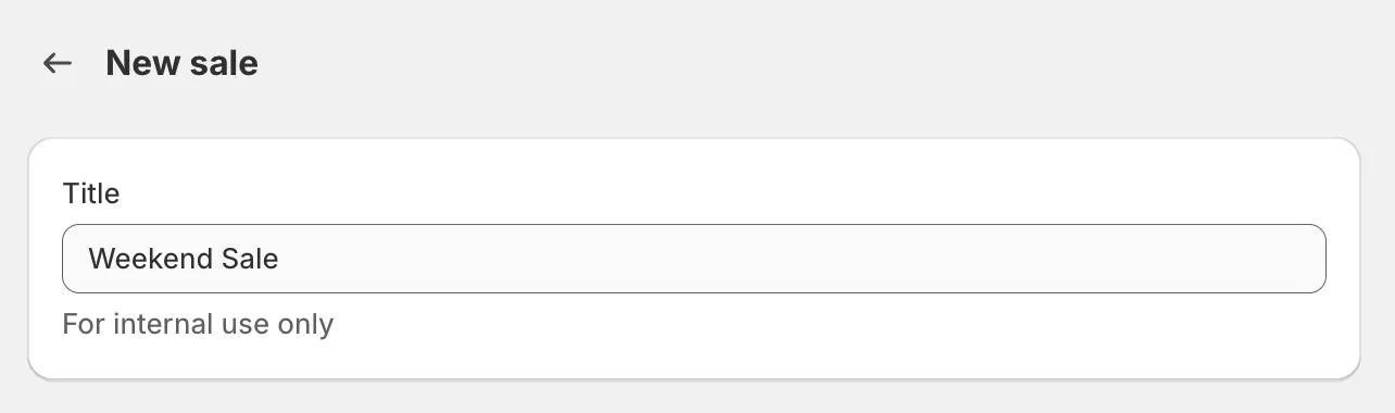 The Title field on the sale form